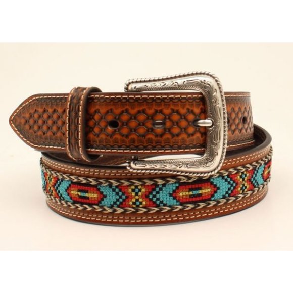 NEW M&F Basketweave Aztec Men's Belt SOUTHWEST